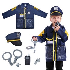 직업체험 역할의상 경찰관 모자도구 역할놀이 할로윈 Kids Policeman Police Officer Costume, 1개