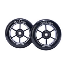 CLAS FOX 100mm 원 페어 프로 스턴트 스쿠터 휠(ABEC-9 베어링 CNC 메탈 코어 그라비티 포함) (2개), Black-Black, 2개, 블랙-블랙