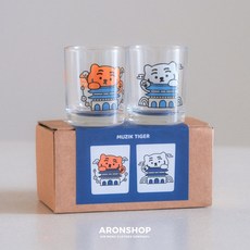 MUZIK TIGER 韓國文創 燒酒杯 玻璃杯 飲料杯, 1個, 景福宮胖虎燒酒杯-2入組