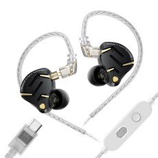 Keephifi KZ ZS12 PRO 2 플래그십급 슈퍼리니어 1DD+5BA 하이브리드 HIFI IEM 3.5mm 게이잉 인이어 이어폰 유선 이어폰, 블랙, C타입 마이크