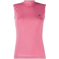 블루마린 스터드 로고 하이 넥 탑