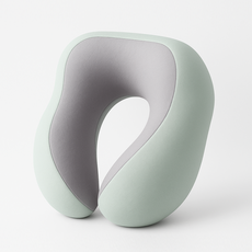 Smoofy 접이식 메모리폼 U형 목베개 휴대용 여행 비행기목베베개 + 수납박스, 그린그레이