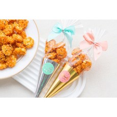 婚禮小物 海苔仙貝酥甜筒 閃爆婚禮, 金色甜筒-粉底燙金WITH LOVE貼紙, 5個