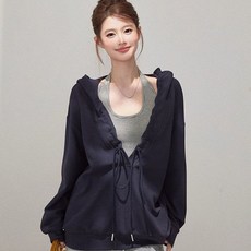 韓系慵懶連帽衛衣條紋背心兩件套裝