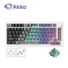 Akko 악코 5075 V3 HE 75% 82키 마그네틱 유무선 자석축 키보드 RGB 백라이트 체리 프로파일 8000Hz 폴링 레이트 PBT 이중사출 키캡, AstroAim Magnetic Switches, Hybrid White Transparent(무선)