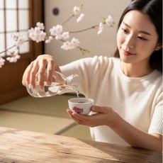 벚꽃 변색 사케잔 소주잔 술따르면 꽃피는 온도 변화 반응, B1 매화, 상세페이지 참조, 1개
