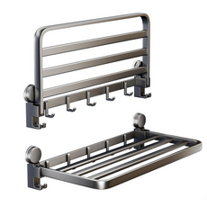 [무타공] 가비앤코 더 강력해진 접이식 벽부착 빨래건조대, 메탈그레이