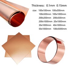 구리 플레이트 금속 1MM 아트 두께 DIY 소재 15MM 수제 포일 시트, 20x1000mm, Thi ness 0.1mm