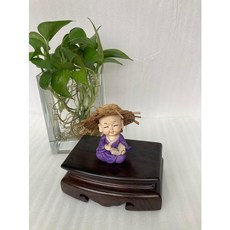 小o結緣館 仿古家具小物 木雕石雕茶壺藝品花瓶座 13x8x5公分, 1個