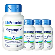 LIFE EXTENSION L-左旋色胺酸素食膠囊 500mg, 90顆, 4罐
