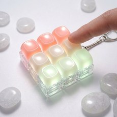 비아노 LED 무지개 조약돌 키캡키링, 조약돌 3색9구, 1개