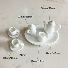 娃娃屋迷你仿真陶瓷茶具餐具套裝 娃屋手工配件微縮玩具, 純白, 純白