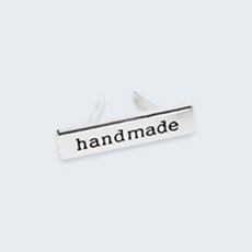 네트공예 handmade 핸드메이드 메탈 라벨 로고 택 장식 팬던트 가방 만들기 부자재 DIY 재료, 2.(36x10mm) handmade 직사각 - 실버, 1개