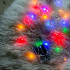 성탄절 장식 LED 30P 줄전구 건전지형 투명선 칼라 크리스마스용품 인테리어 전등