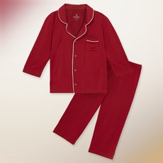 Uni FRIend 女童素色滾邊莫代爾長袖睡衣+長褲