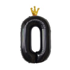 이벤트홀릭 초대형 왕관 숫자은박풍선, 블랙 0