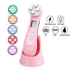 페이셜 전기천공 광자 미용 장치 리프팅 강화 기계 스킨 케어 미세 전류 주름 방지, 색상: 4. Pink-With Box