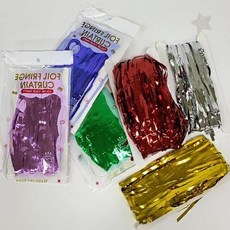 축하 행사 장식용 반짝이는 메탈릭 포일 커튼 생일 기념일 파티 배경 벽면 장식, 1개, 레드