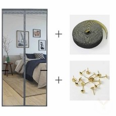 JDSTORE 문 모기장(90X200CM) (그레이) 모기방충망 현관문방충망 현관방충망 원터치모기장