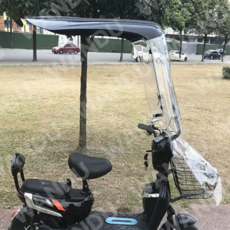 루바 오토바이캐노피 지붕 바이크차양막 덮개 커버 전기자전거 바람막이, 블랙 (앞면커버 증정)