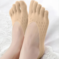 커버원 여성용 숨쉬는 메쉬 통기성 좋은 발가락 덧신 양말 5켤레 세트