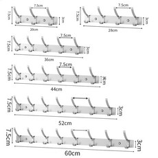 DFMEI 加厚太空鋁衣鉤免打孔門後掛衣架多用壁掛收納掛鉤玄關牆上掛衣鉤, 1個, 銀色:3鉤