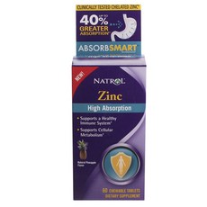 NATROL 鋅咀嚼錠 鳳梨口味, 60顆, 1盒