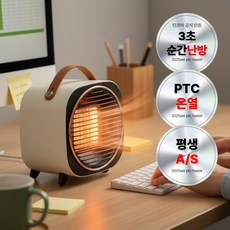 틴코어 사무실 탁상용 PTC 히터 미니 온풍기 저소음 난방기 난로, 화이트
