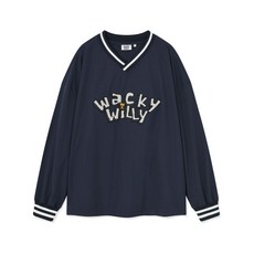 와키윌리 남녀공용 긴소매 티셔츠 타이포 화섬 롱슬리브 티셔츠 WA2501LT14NA