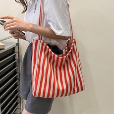 여성 숄더백 캐주얼 가벼운 에코 스트라이프 데일리백