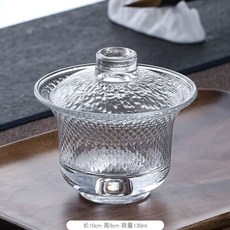 수정 내열유리 개완 차완, F. 이재 유리 망치 무늬 130ml