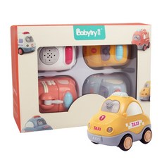 可優比 城市迴力小車, (聲光款)城市小車車-四入組