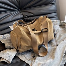 運動健身斜挎包女 輕便大容量短途旅行包, 1個, 卡其色【拉鏈順滑】,加厚款【陞級防潑水麵料】