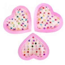 하트케이스 어린이 큐빅반지 36p 유치원 생일선물 파티용품 장신구 놀이 완구
