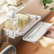 부착식 공중부양 주방 씽크대 정리 선반 세제정리 행주걸이 수세미거치대 물빠짐 물받이 선반, 본상품선택, 1개