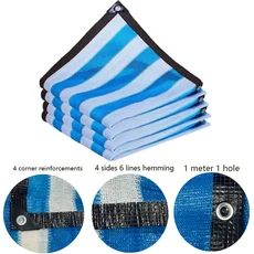 농장 정원 파빌리온 타워 캠핑용 UV 차단 브라운 차양막 (차광률 70-75%), [15] 2x8m, 03 Blue and white