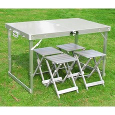 휴대용 테이블 접이식 파라솔 의자세트 캠핑 야외 정원 사각 폴딩 카페, 파라솔 홀 있는 테이블 1테이블4의자