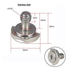 삼각대 1/4 인치-20 카메라 나사 D 링 핸들 퀵 릴리스 스테인레스 스틸 SLR 리그 플레이트 짐벌 모노 포드, 01 빠른  Mainland, 12 Stainless Steel Hex