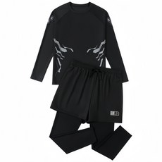 남성 전신수영복 반팔 바지 수영장 래쉬가드 수영복 3종세트