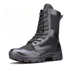 남성 전술화 메쉬 통기성 사이드지퍼 초경량 쿠션 작업화, 250, 기본 메쉬 끈형 전투화