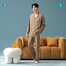 【抗菌新疆棉】秋季新款純棉長袖睡衣男士家居服套裝，舒適透氣可外穿