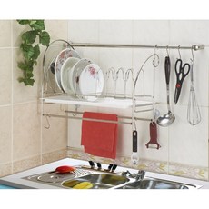 套餐組含掛桿＊不鏽鋼可調式置盤式盤架，新銳設計優異收納甚至可能收納湯鍋，新世代碗盤架廚房架置物架, 1個