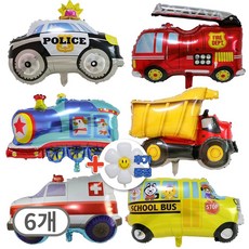 스마일파티 대형 자동차 중장비 풍선, 6개, 혼합