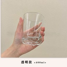 卡通漱口杯 可愛貓爪杯 磨砂玻璃杯 水杯 帶勺子, 透明,可愛貓爪杯400ML, 1個