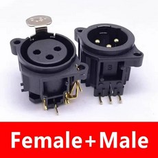 오디오잭 520100PCS 검정색 플라스틱 3 핀 XLR 커넥터 남성여성 잭 소켓 스피커 플러그 푸시, Male Female, 2pcs, 100개