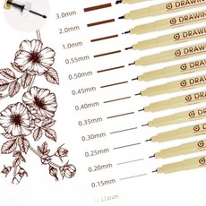 돈스텔 선명한펜 갈색 드로잉펜 12종