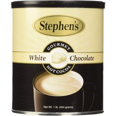 STEPHEN'S 코코아 파우더 가루 스티븐의 고급 핫 초콜릿 화이트 14온스 1개 묶음, 화이트 초콜릿, 16온스 (1팩), 454g