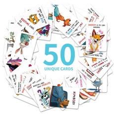 嗨購 temu 新款50張可愛動物插畫文字卡片，幽默趣味表達心意，節日生日通用, 1個