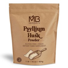 MB Herbals Psyllium Husk 파우더 453.6g(1파운드) | 글루텐 프리 비건 GMO 프리 | 베이킹 스무디 및 섬유질 지원을 위한 케토 다이어트 친화적인 미, MB Herbals Psyllium Husk 파우더 4