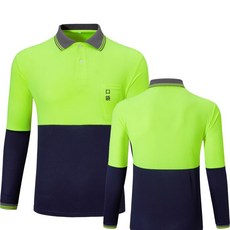 작업복 반팔 건설 유니폼 스카치 산업용, 형광 그린 스펠 블루(반사 줄무늬 없음)